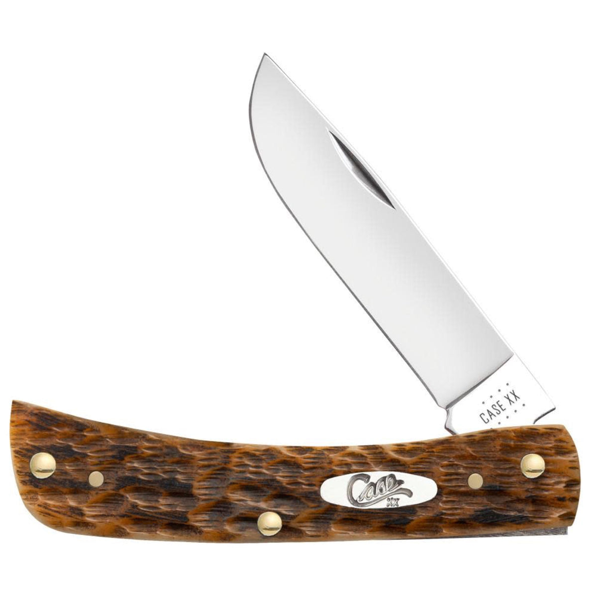 Case Amber Bone Peach Seed Jig Sod Buster Jr pocket knife
