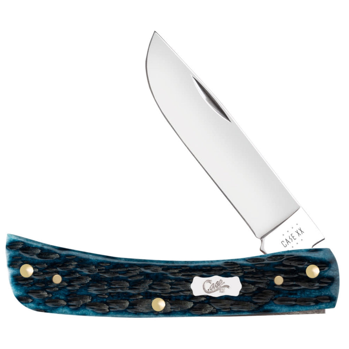 Case Pocket Worn Mediterranean Blue Bone Sod Buster Jr