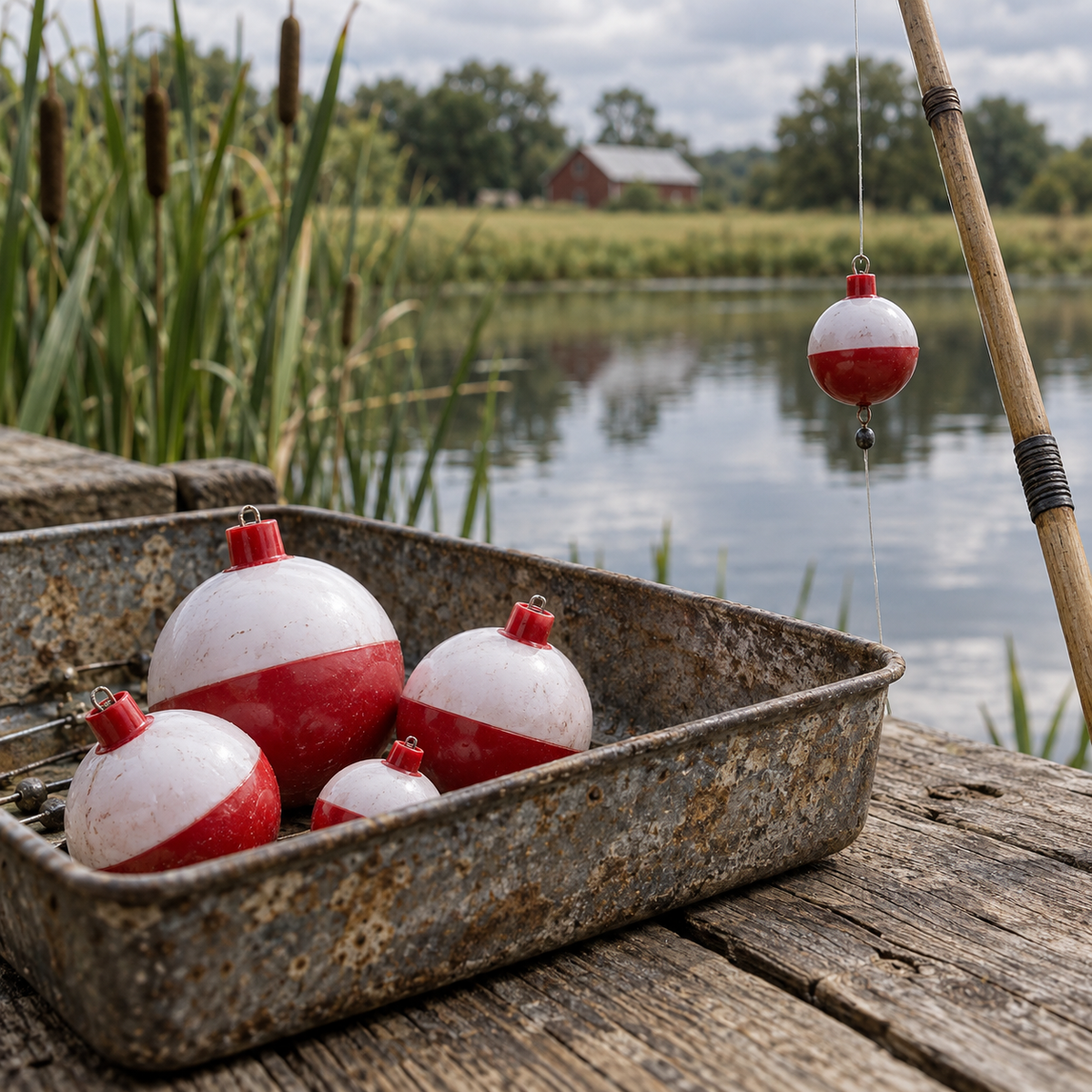 K&E Stopper Round Plastic Bobbers – Red/White