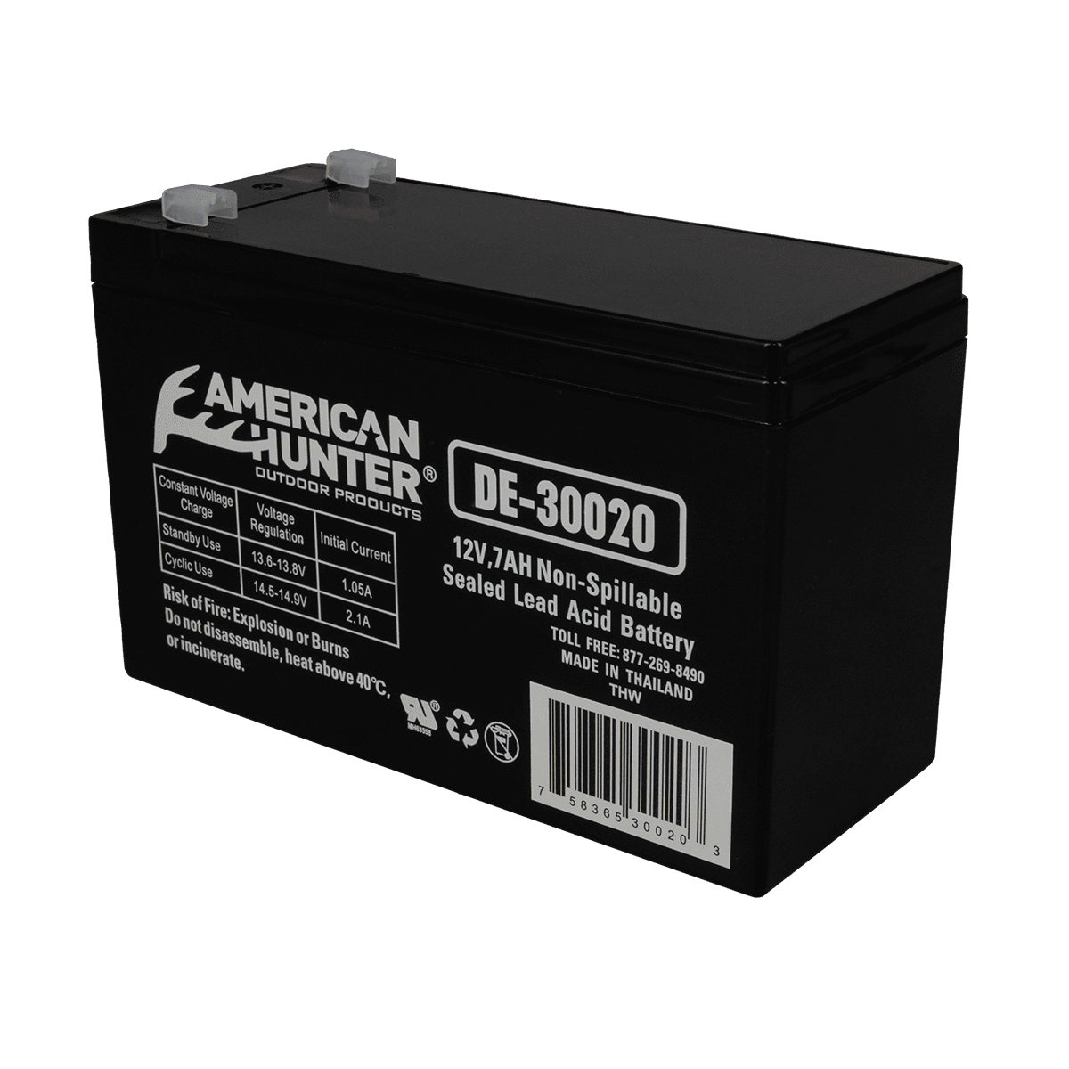American Hunter 12V 7Ah battery, alternate view