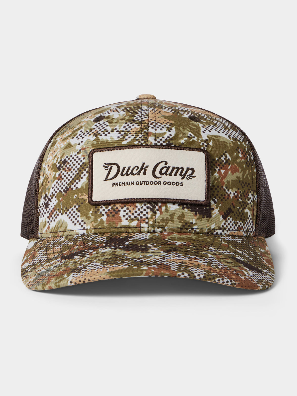 Duck Camp Trucker Hat in Midland 2.0 camo, front