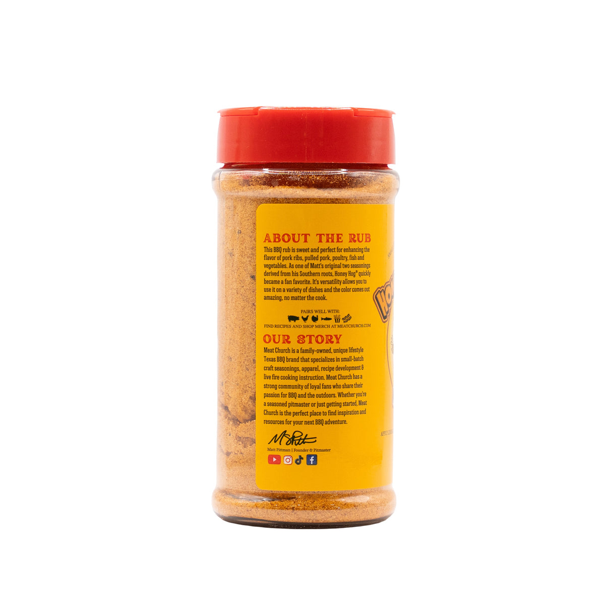 Meat Church Honey Hog shaker, side