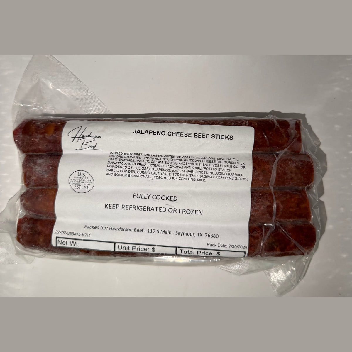 Henderson Beef jalapeno cheese beef sticks
