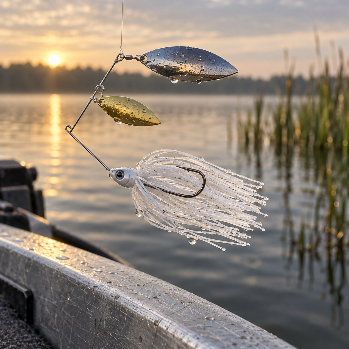 Buckeye Lures Select Spinnerbait – White Double Willow, 1/2 oz
