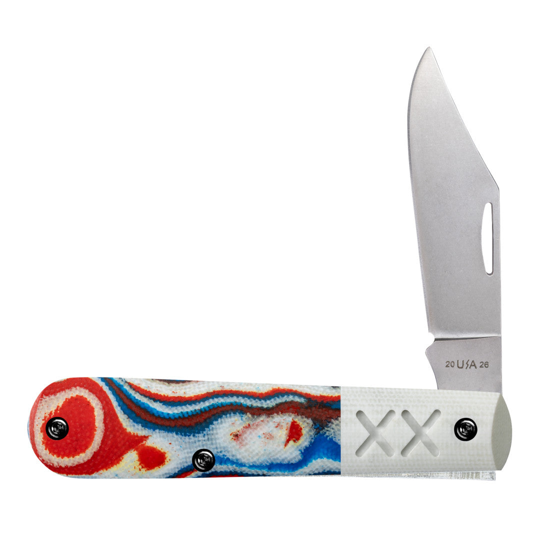 Case Red White and Blue Burl XR Barlow pocket knife