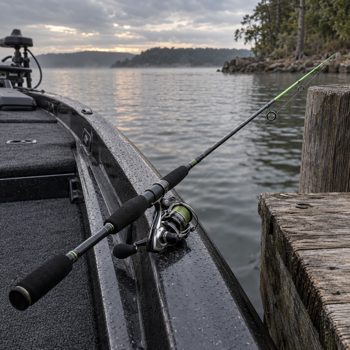 BoneHead E-Series Carbon Fiber Spinning Rod – Black / Green Tip