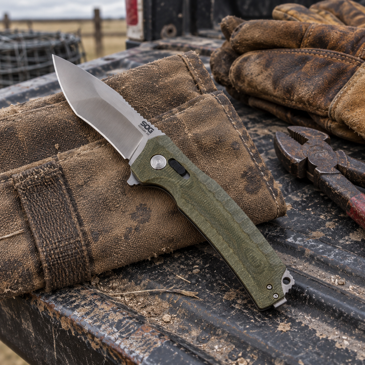 SOG Hidaka XR Folding Knife – CPM-3V Satin, Micarta