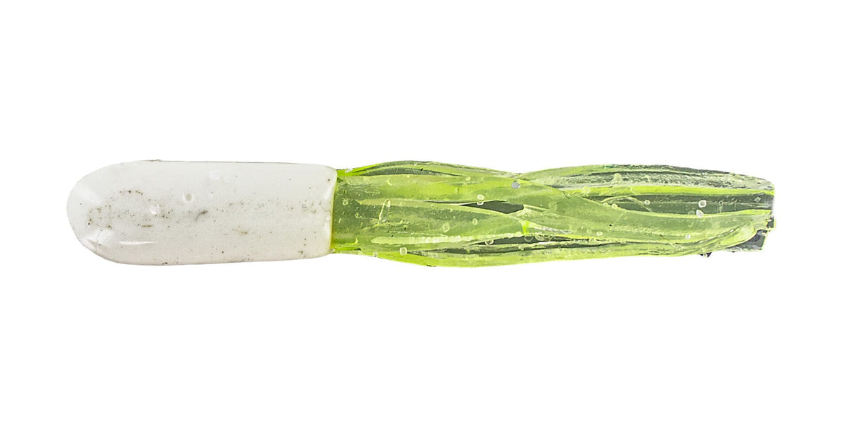 Big Bite Baits 1.5" Crappie Tube – 100 Pack — White/Chartreuse